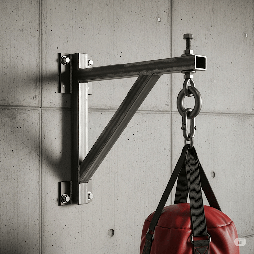 Support métallique punching ball sur mur